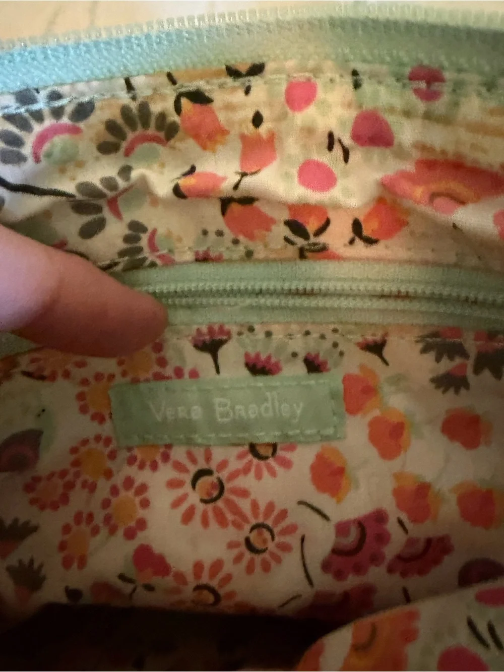 Vera Bradley Mint Floral Quilted Crossbody with Pink & Teal Accents